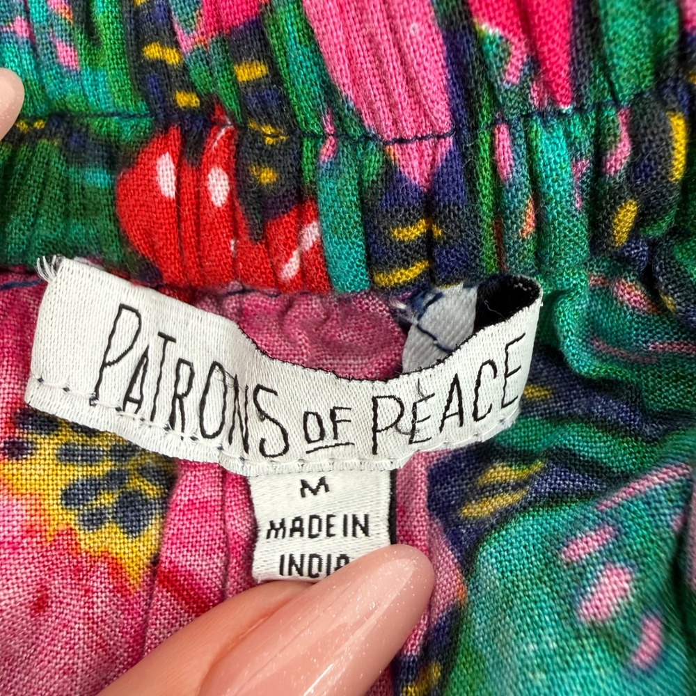 Patrons of Peace Floral Maxi Skirt Pink Blue Tropical High Belt Womens Medium - Picture 12 of 15